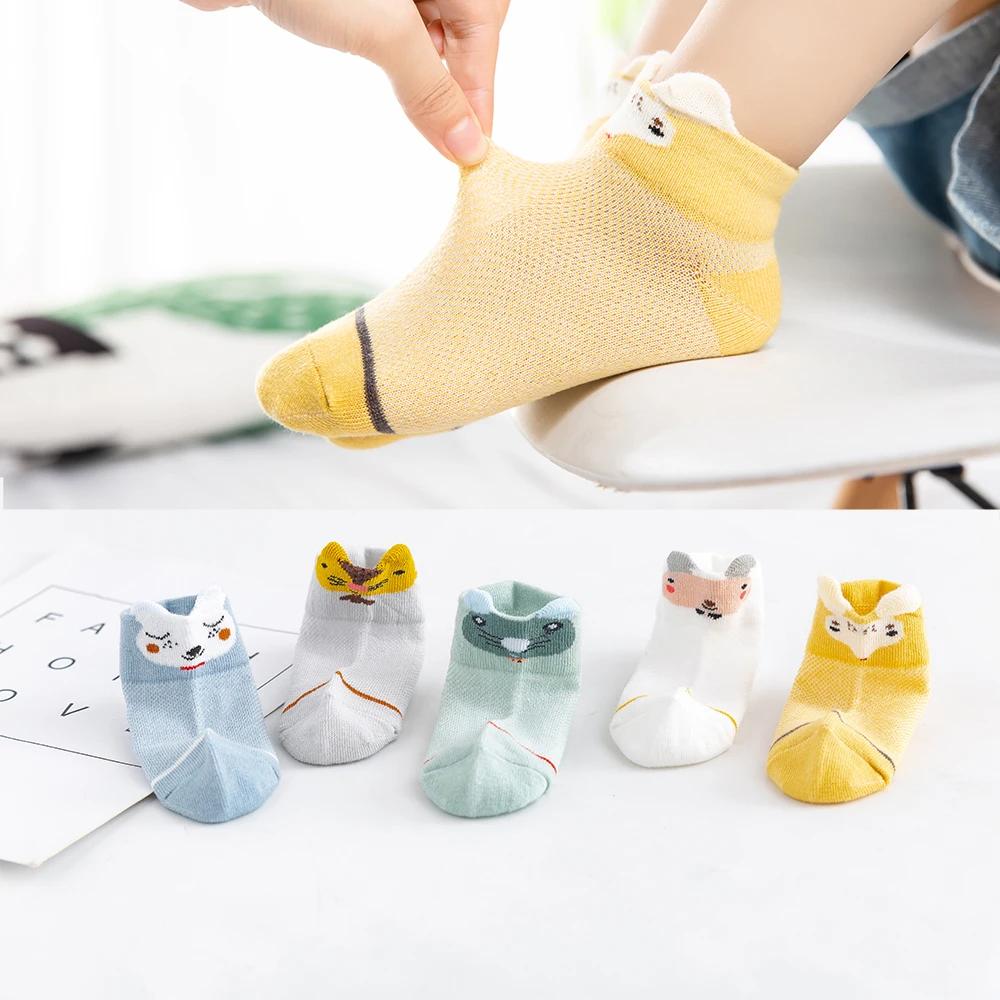 5Pairs/lot Baby Socks Summer Cotton 3D Cartoon Animal Kids Socks Girls Mesh Cute Newborn Boy Toddler Socks Baby